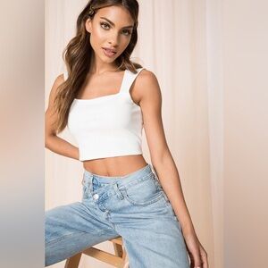 NWOT: Ribbed Crop Tank in white by Amuse Society - Small